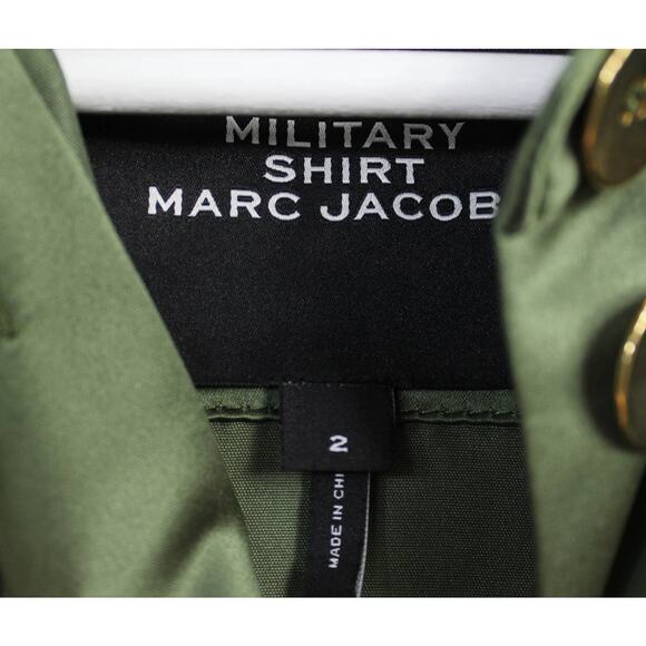 Marc Jacobs Green Satin Button Front | The Military Shirt - Picture 6 of 7